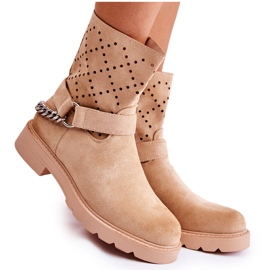Chaussons Ajourés Avec Une Fermeture Éclair Beige Chaîne Chantelle
