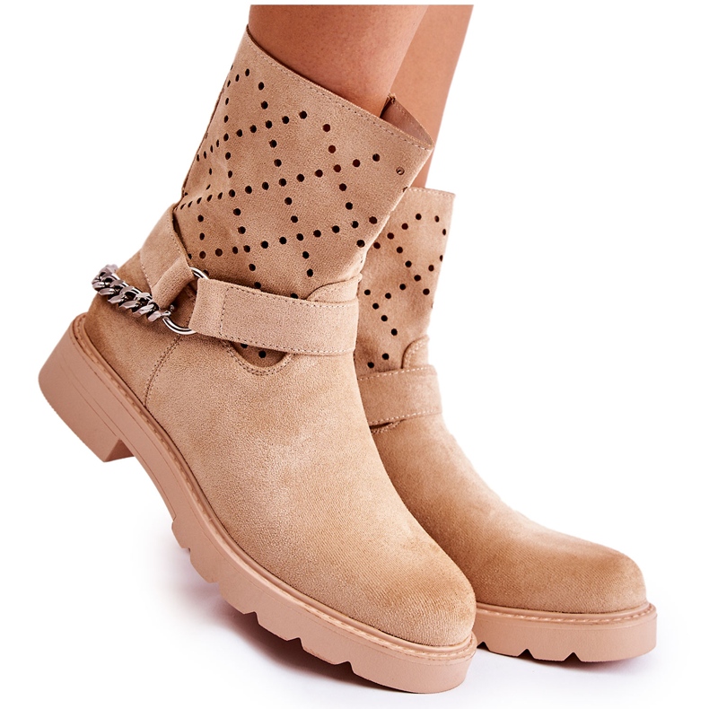 Chaussons Ajourés Avec Une Fermeture Éclair Beige Chaîne Chantelle