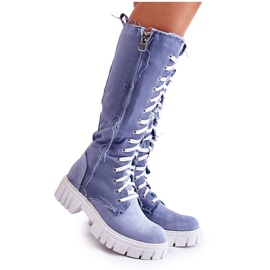 WS1 Bottes hautes nouées Kayra Blue Trappers bleu