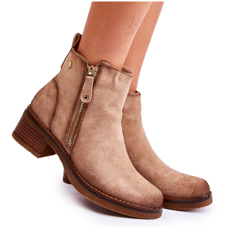 Bottines en daim sur tige basse Beige Laurisa