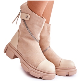 PS1 Bottines en daim à la mode pour femmes Beige Kandell