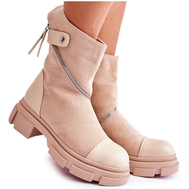 PS1 Bottines en daim à la mode pour femmes Beige Kandell