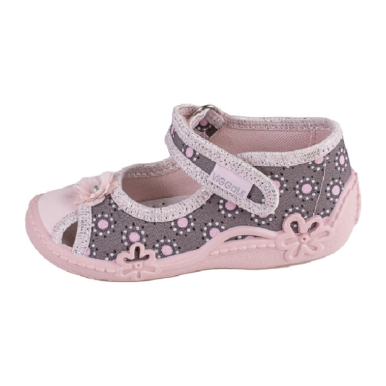 Chaussons fille impression Viggami Milenka rose gris