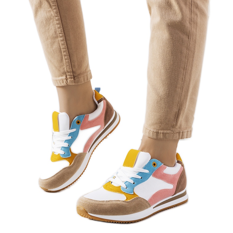 Baskets femme Kindler blanches et marron brun rose Baskets femme Kindler blanches et marron brun rose