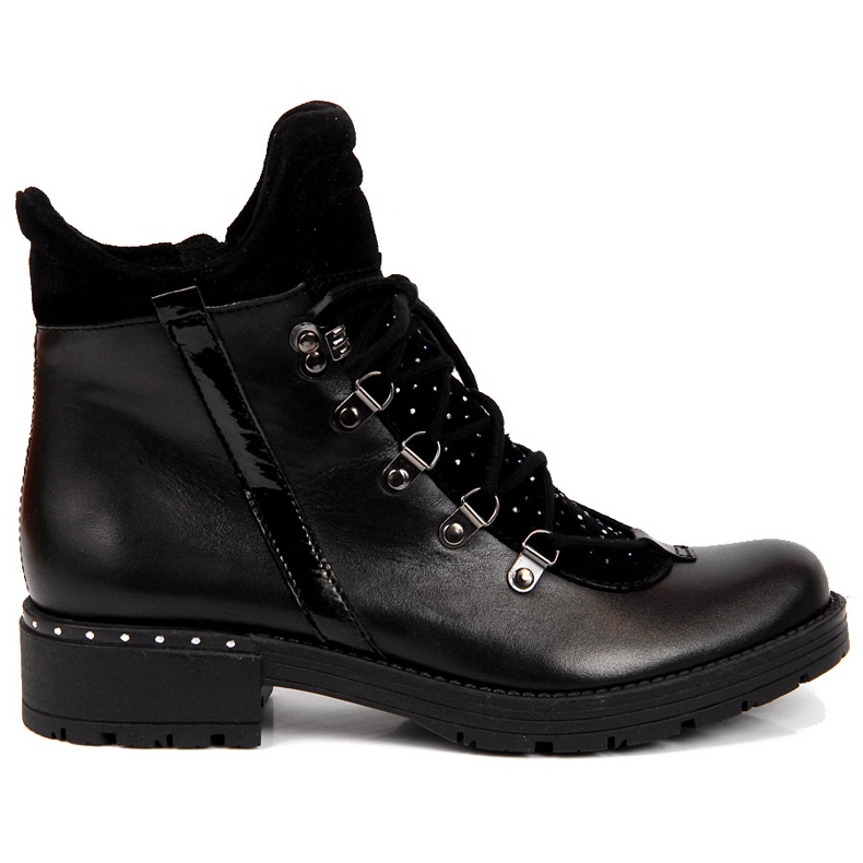 Bottes pour femmes en cuir noir Dolce Pietro avec zircons cubiques le noir