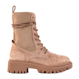 SHELOVET Lacets en daim beige brun