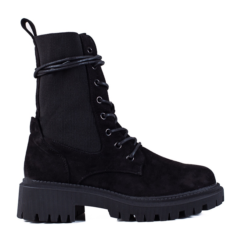SHELOVET Lacets en daim noir le noir