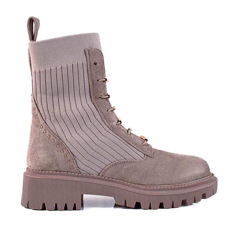 SHELOVET Travailleurs noués en daim marron beige brun