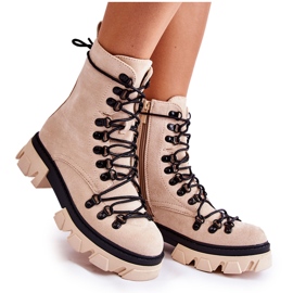 PS1 Bottes Chaudes En Daim Travailleurs Tied Beige Pierro
