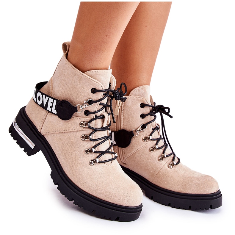 PS1 Bottes Chaudes En Daim Avec Une Ceinture Beige Aurelio