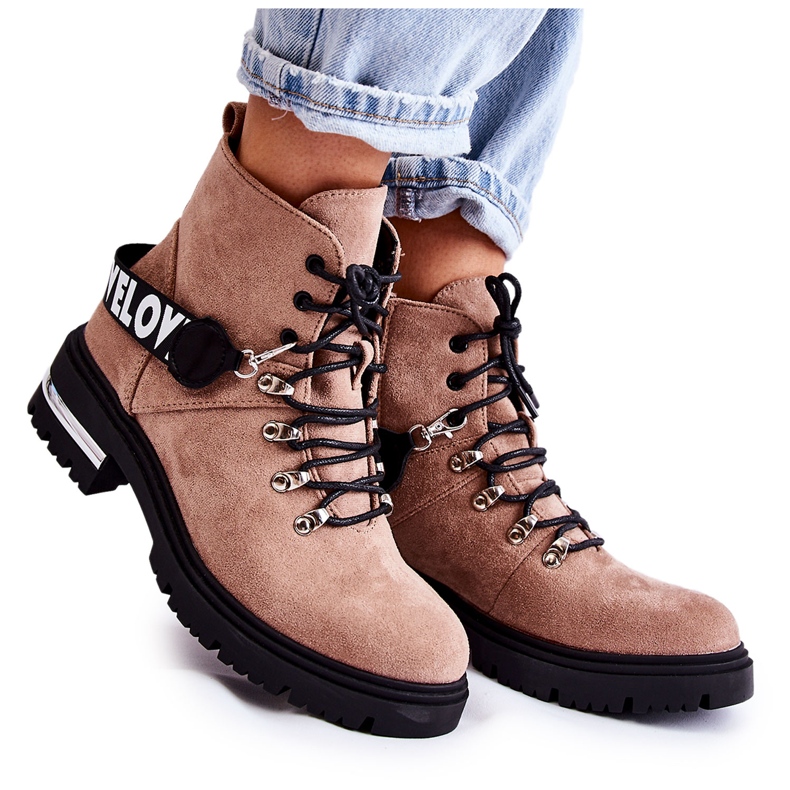 PS1 Bottes Chaudes En Daim Avec Une Ceinture Marron Aurelio beige