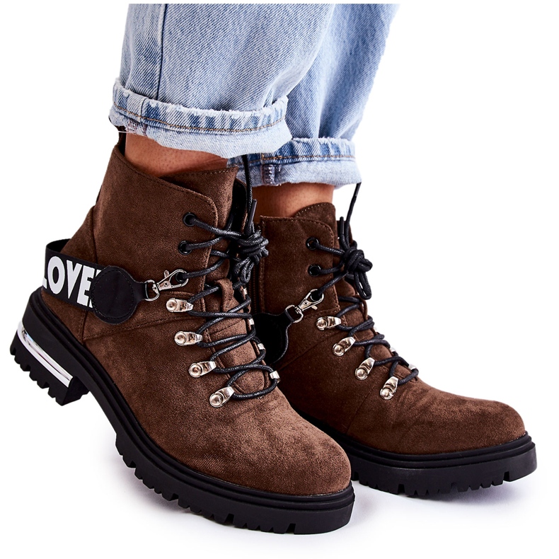 Bottes Chaudes En Daim Avec Une Ceinture Marron Foncé Aurelio brun