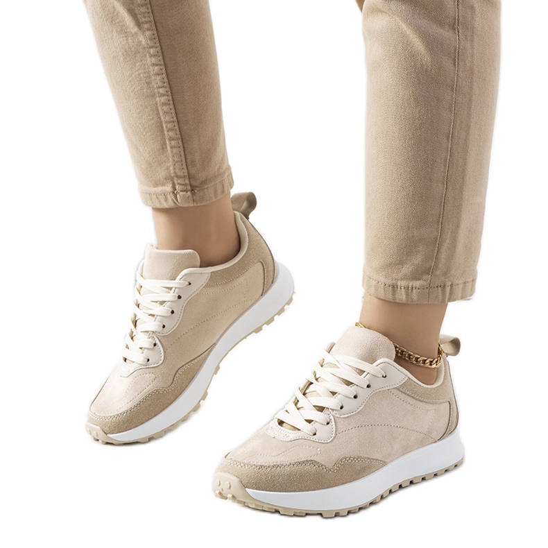 Baskets beiges pour femme Buoro