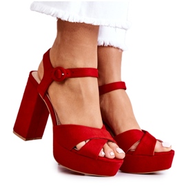 FM1 Sandales à talons rouges en daim Semilla