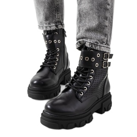 Bottines noires à semelle trappeur Rubeo