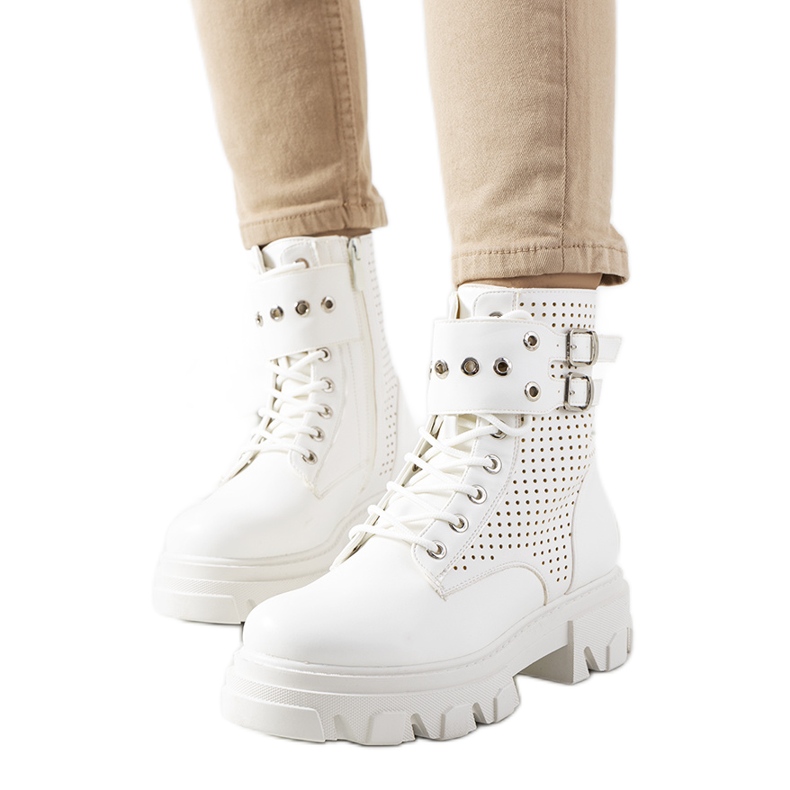 Bottines blanches sur semelle trapézoïdale Rubeo