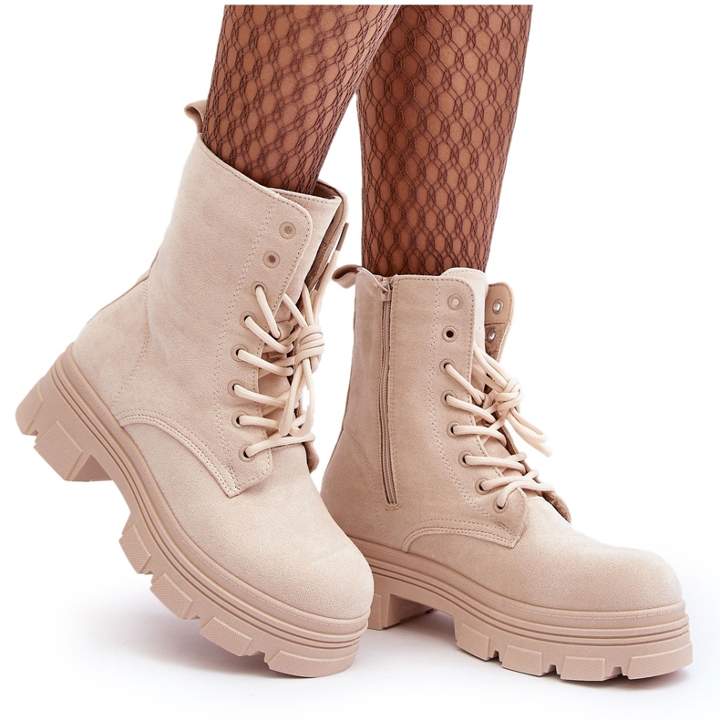 Bottes En Daim À Fermeture Éclair Beige Marley