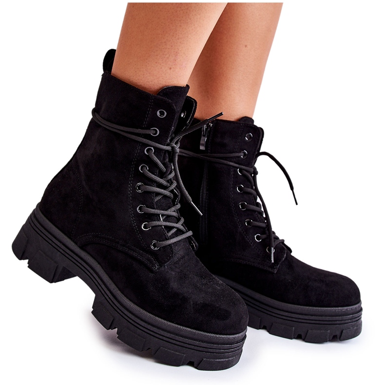 Bottines Marley en daim noires avec fermeture éclair le noir