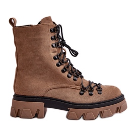 Bottes en daim chaudes nouées marron Pierro brun