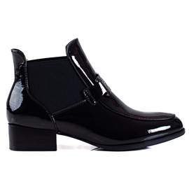 W. Potocki Bottes Potocki Jodhpur pour femmes en cuir écologique laqué noir