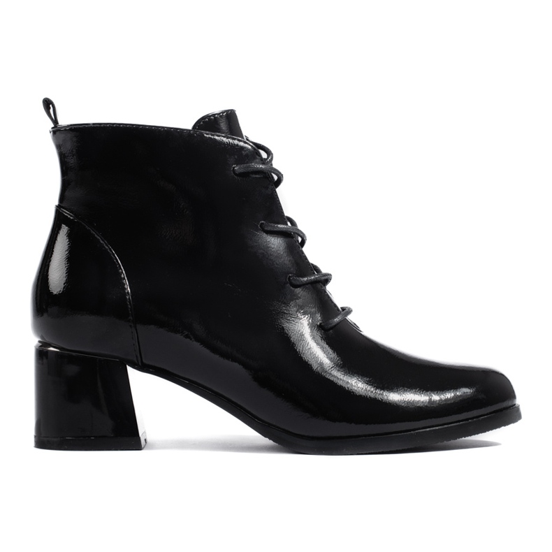 W. Potocki Bottines noires femme Potocki en cuir verni le noir