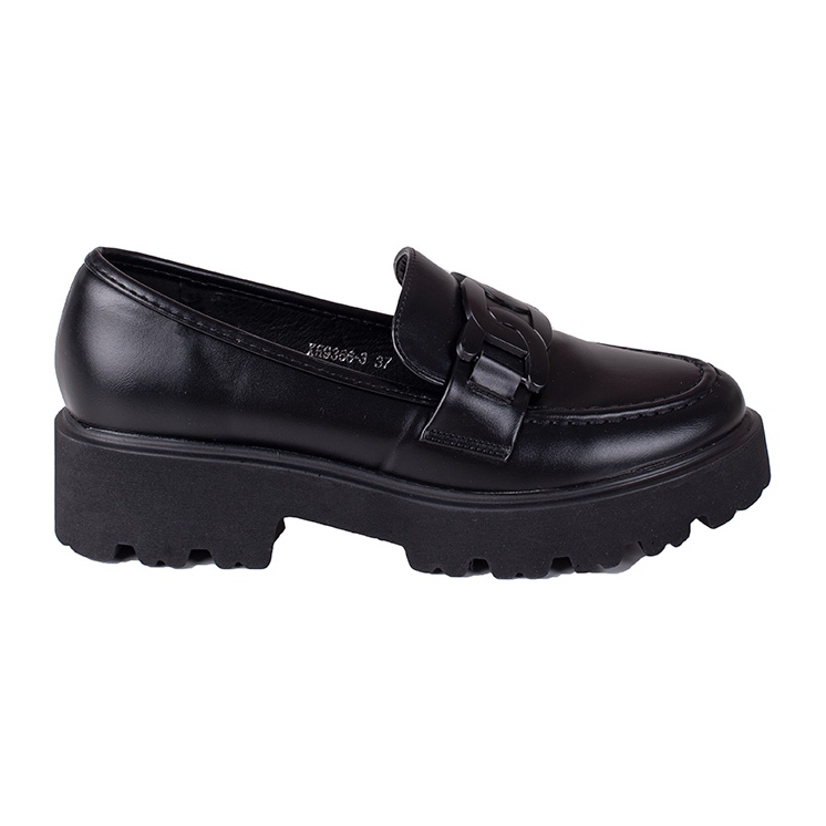 Mocassins noirs pour femmes sur la plateforme Shelovet en cuir écologique le noir Mocassins noirs pour femmes sur la plateforme Shelovet en cuir écologique le noir