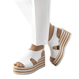 Sandales compensées argentées Corrine blanc