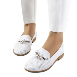 Mocassins blancs ajourés en cuir naturel Curi