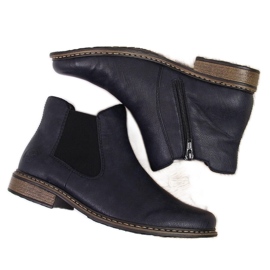 Bottines Chelsea chaudes pour femmes, bleu marine Rieker Z4994-14 noir