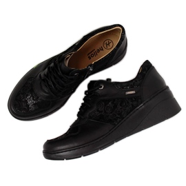 Chaussures confortables en cuir pour femmes noires Helios 347