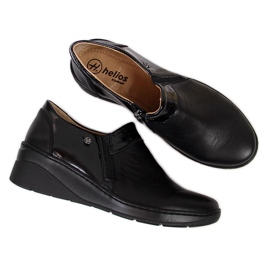 Chaussures confortables en cuir pour femmes noires Helios 348