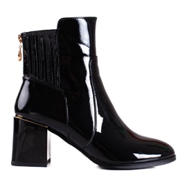 Bottes pour femmes Shelovet noires en cuir écologique verni