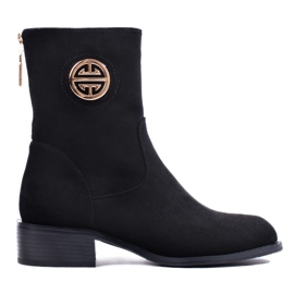 Bottines hautes femme en daim noir le noir