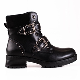 Shelovet Women's Low Workers au style rock le noir Shelovet Women's Low Workers au style rock le noir