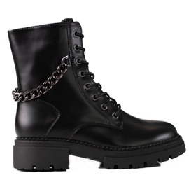 Sacs noirs pour dames avec une chaîne Shelovet sur une plate-forme épaisse le noir