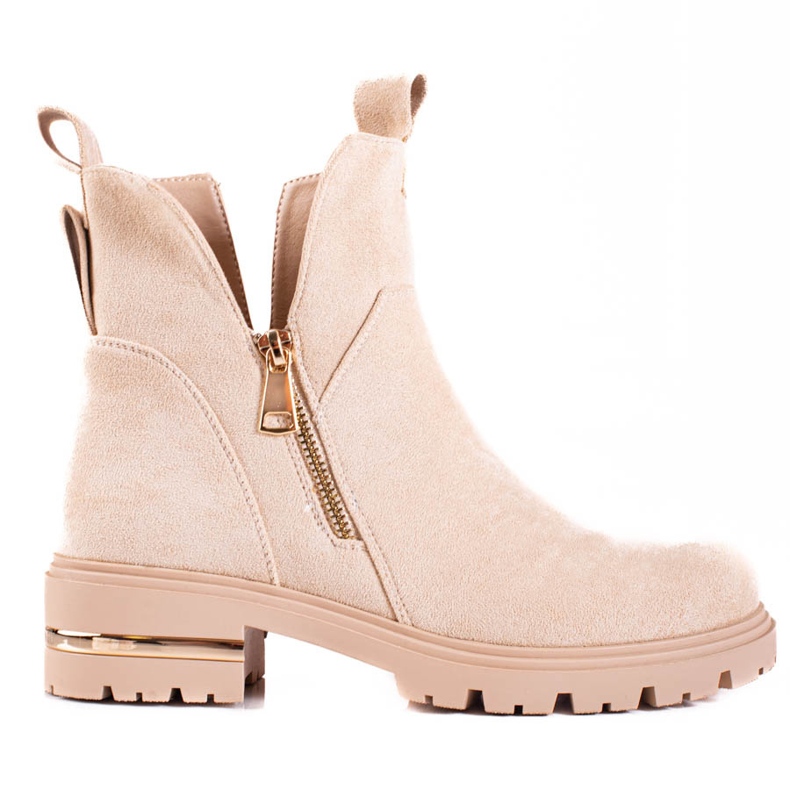 Bottines femme Shelovet à fermeture éclair dorée, beige Bottines femme Shelovet à fermeture éclair dorée, beige