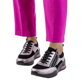 Baskets Belita en cuir noir gris