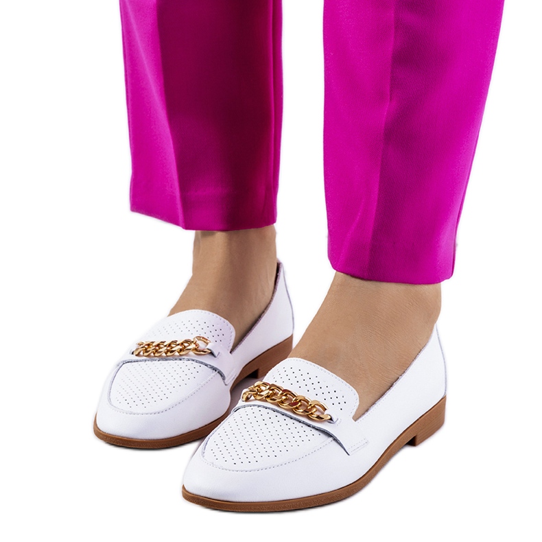 Mocassins Lerner en cuir blanc blanche
