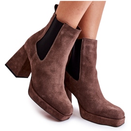 Bottes en daim à talon massif Laura Messi 2519 Marron brun