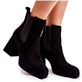 Bottes en daim sur talon épais Laura Messi 2519 Noir