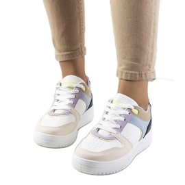 Baskets femme blanches et violettes Lins beige Baskets femme blanches et violettes Lins beige