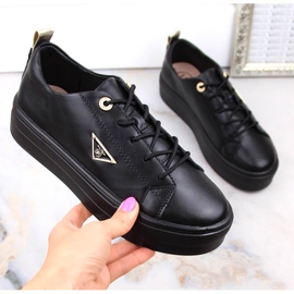 Chaussures pour femmes en cuir sur la plate-forme Filippo noire