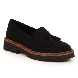 Mocassins femme en daim noir à franges Vinceza le noir