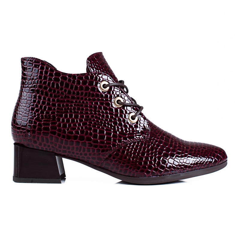 Bottines femme Vinceza bordeaux à lacets rouge