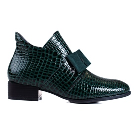 W. Potocki Bottines femme Potocki à talons plats verts