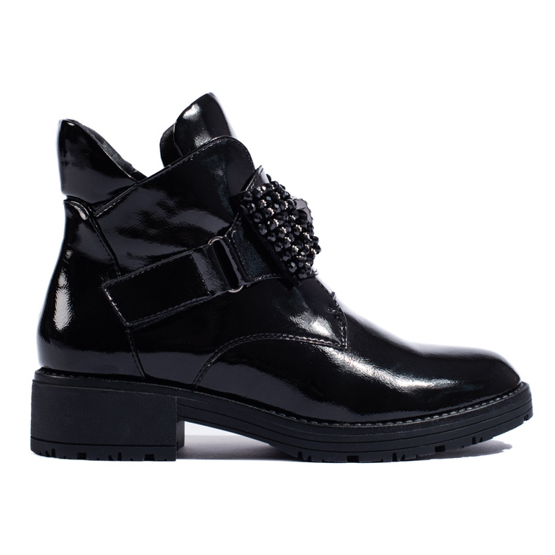 Bottines laquées noires à scratch W. Potocki le noir