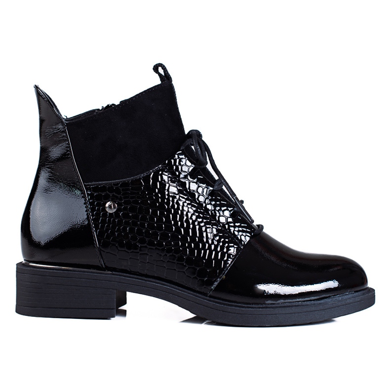 Bottines Vinceza femme à lacets et talon plat le noir Bottines Vinceza femme à lacets et talon plat le noir