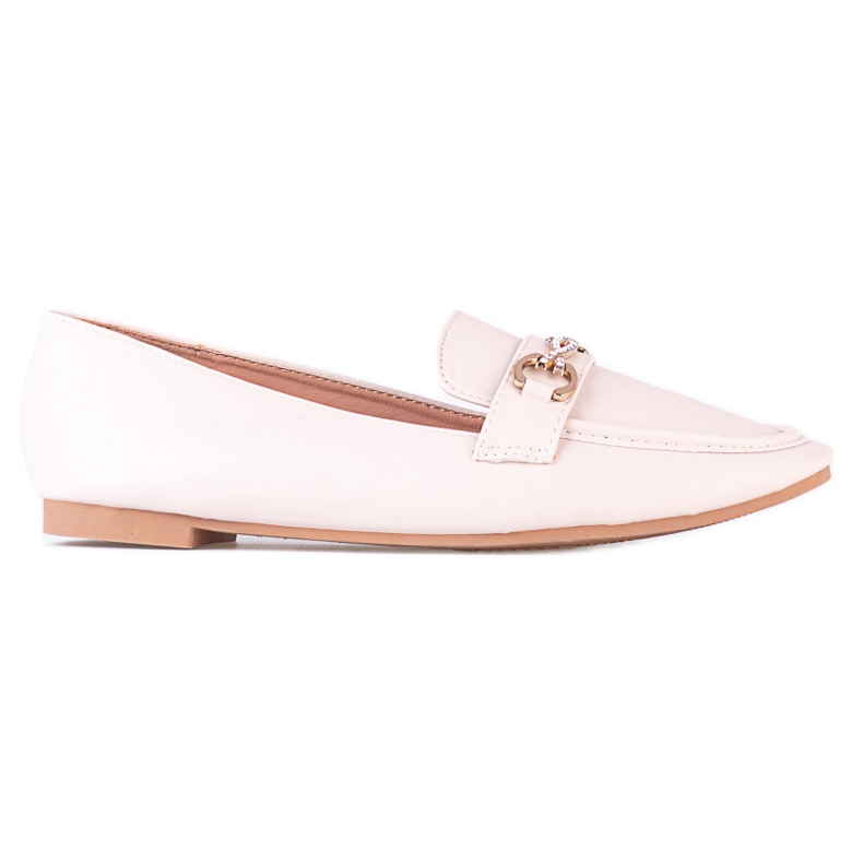 Mocassins beiges Shelovet classiques pour femmes avec un ornement Mocassins beiges Shelovet classiques pour femmes avec un ornement