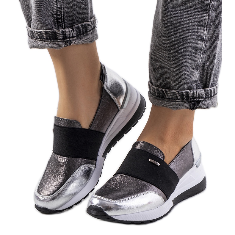 Baskets en cuir argent Campina gris Baskets en cuir argent Campina gris