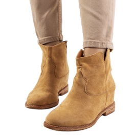 Bottines beige foncé à semelle compensée recouverte de Zoki